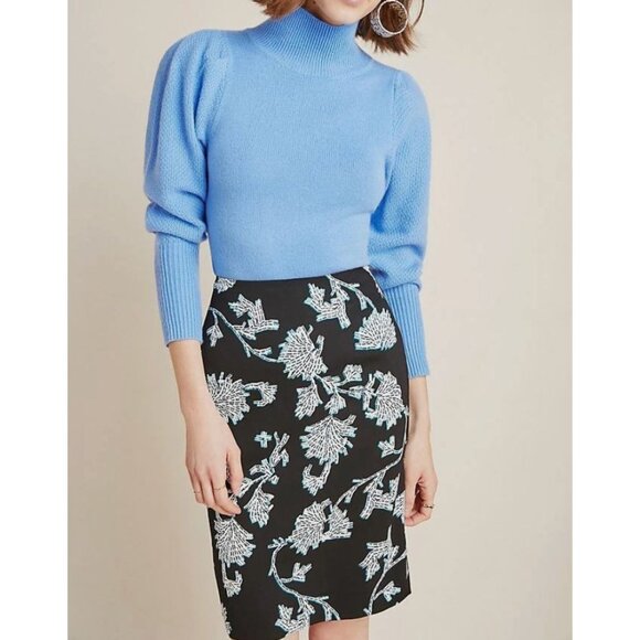 Diane Von Furstenberg NWT DVF Kara Two Skirt in Sequin Flower Black Size 2 - Picture 1 of 7